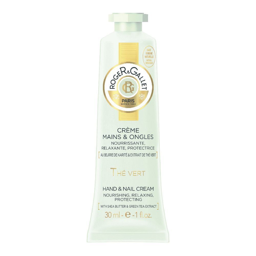 Creme für Hände & Nägel. Tube mit Produktnamen und Logo. Text in Französisch und Englisch. 30 ml.