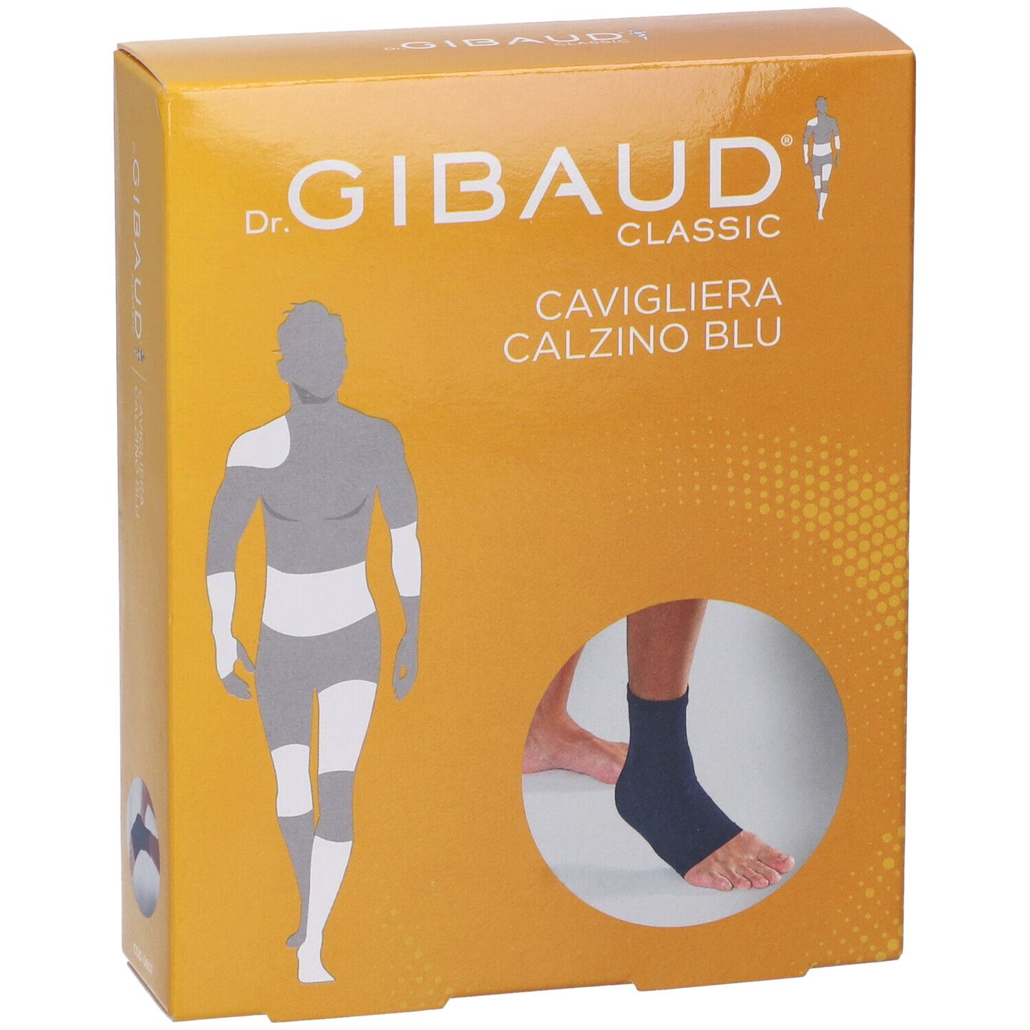 Confezione di Dr. Gibaud Classic Cavigliera Calzino Blu. Immagine e nome del prodotto.