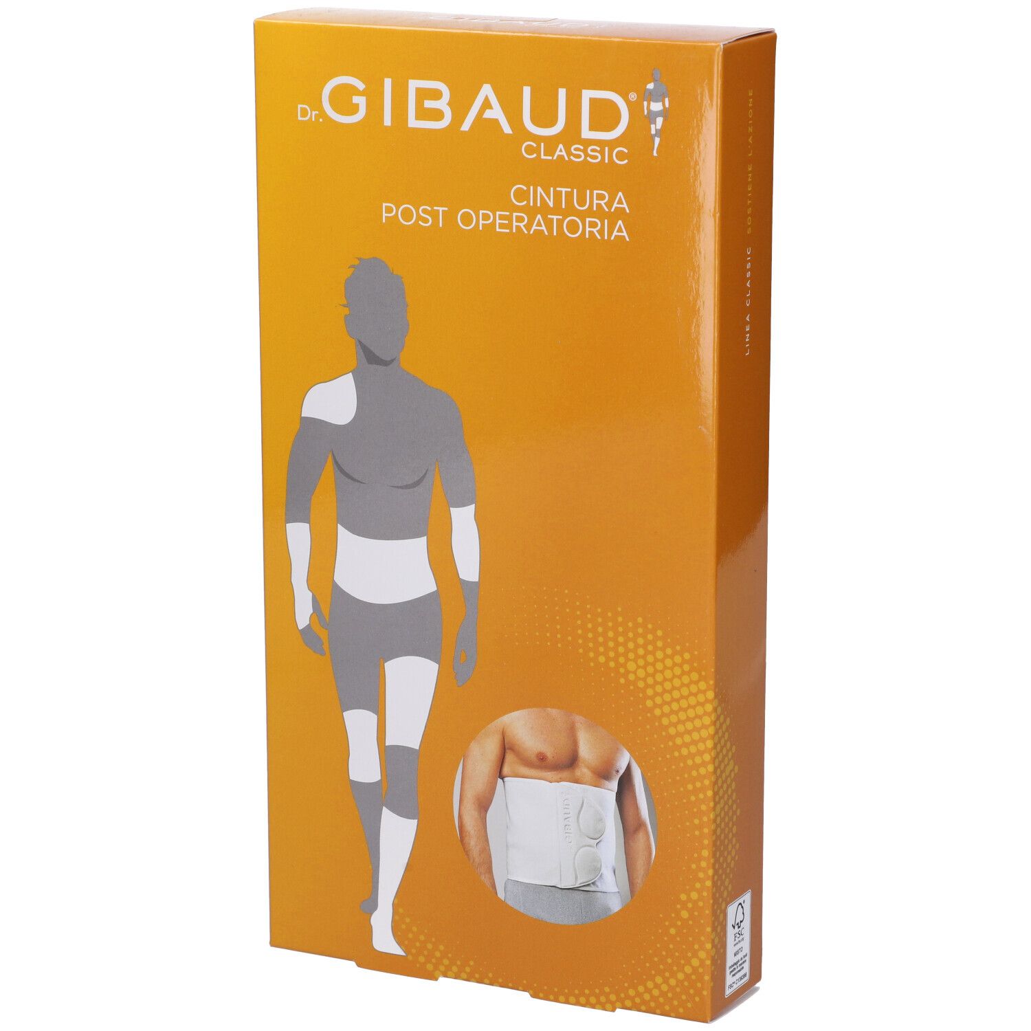 Confezione Gibaud Classic Cint Postop St3. Scatola arancione con immagine del prodotto e logo del marchio.