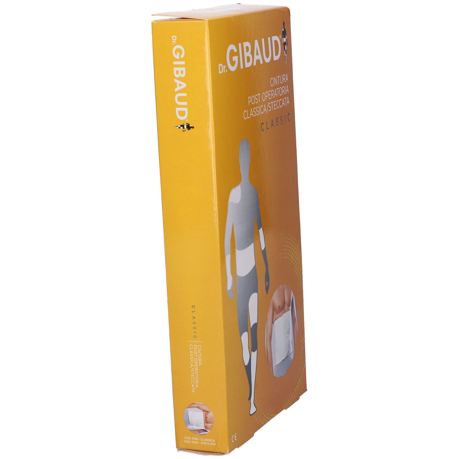 Confezione Gibaud Classic Cint Postop St6. Vista laterale della scatola arancione con logo del prodotto.