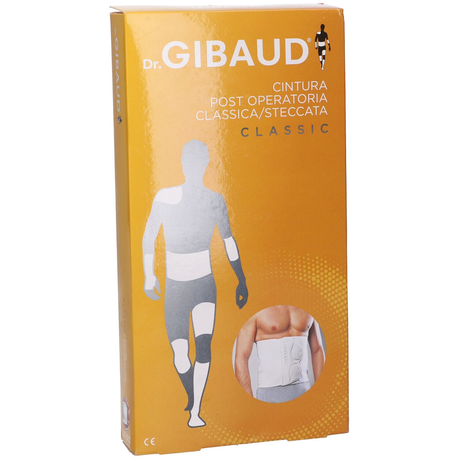 Confezione Gibaud Classic Cint Postop St6. Vista obliqua con immagine del prodotto e logo.
