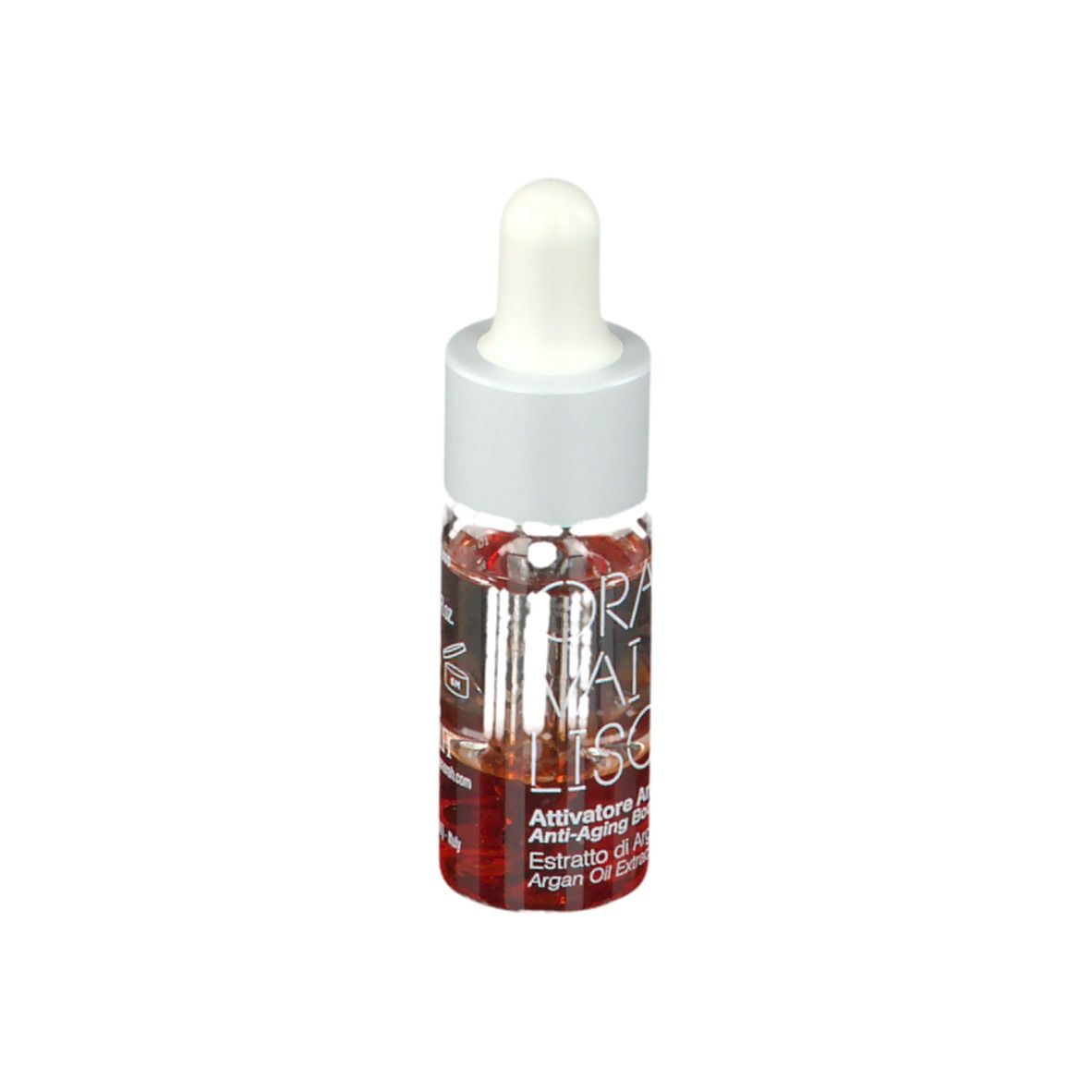 ORA Vai Lisc, activateur anti-âge. Flacon avec pipette, produit visible.