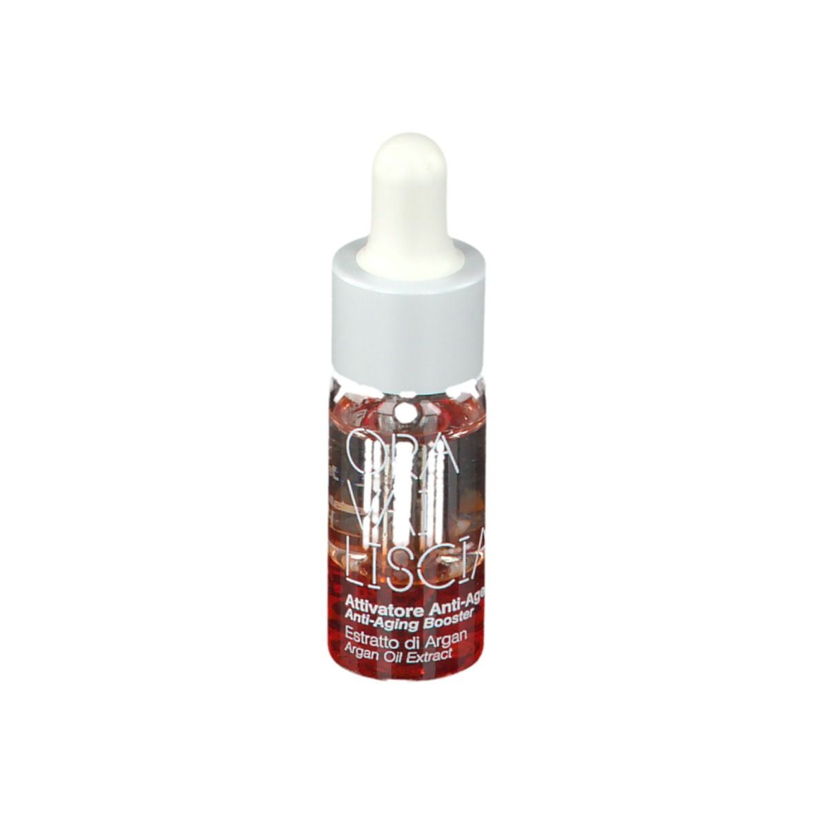 ORA Vai Lisc, activateur anti-âge. Flacon avec pipette, produit visible.