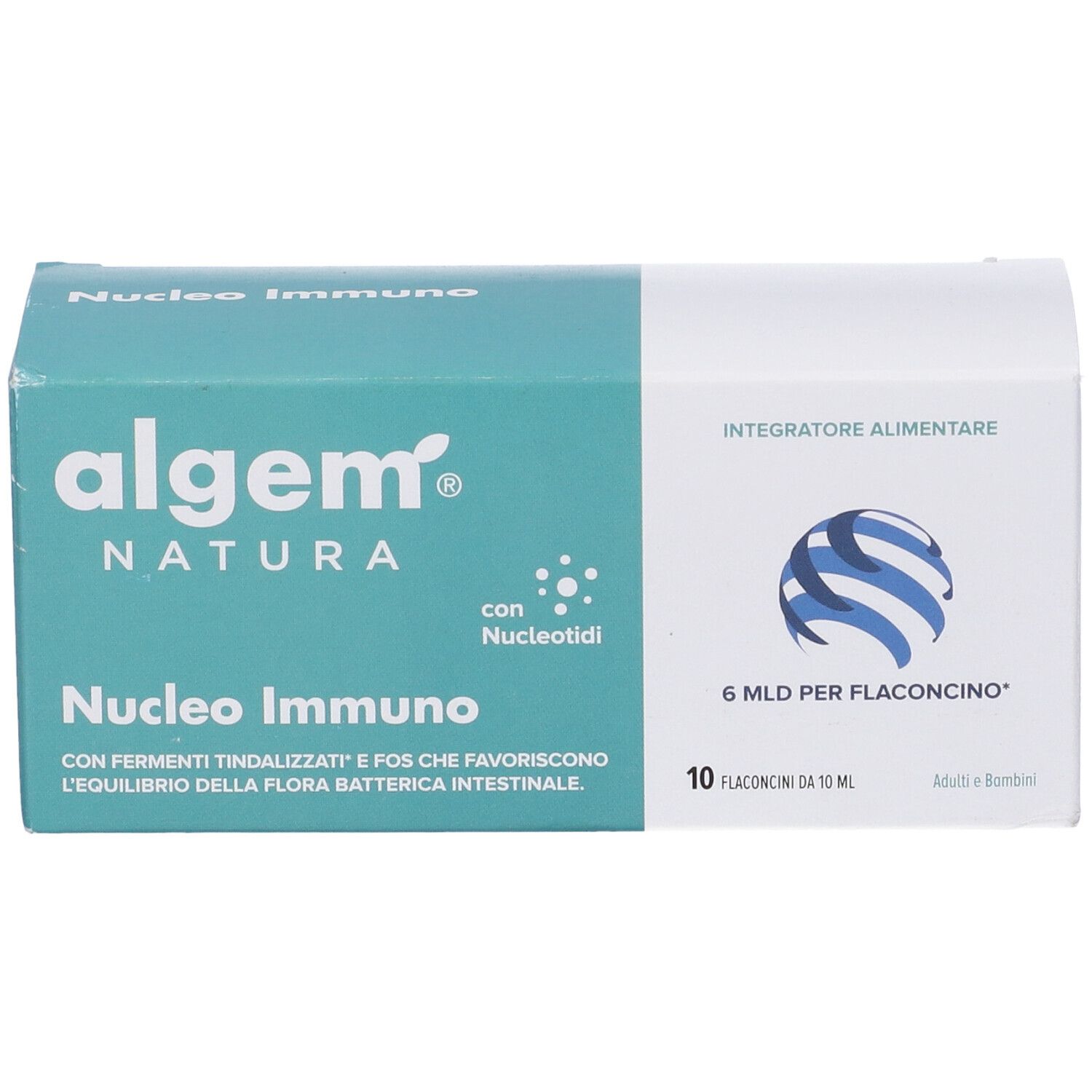Confezione del prodotto con logo e nome. Contiene 10 flaconcini. Scritto: 6 ml per flaconcino.