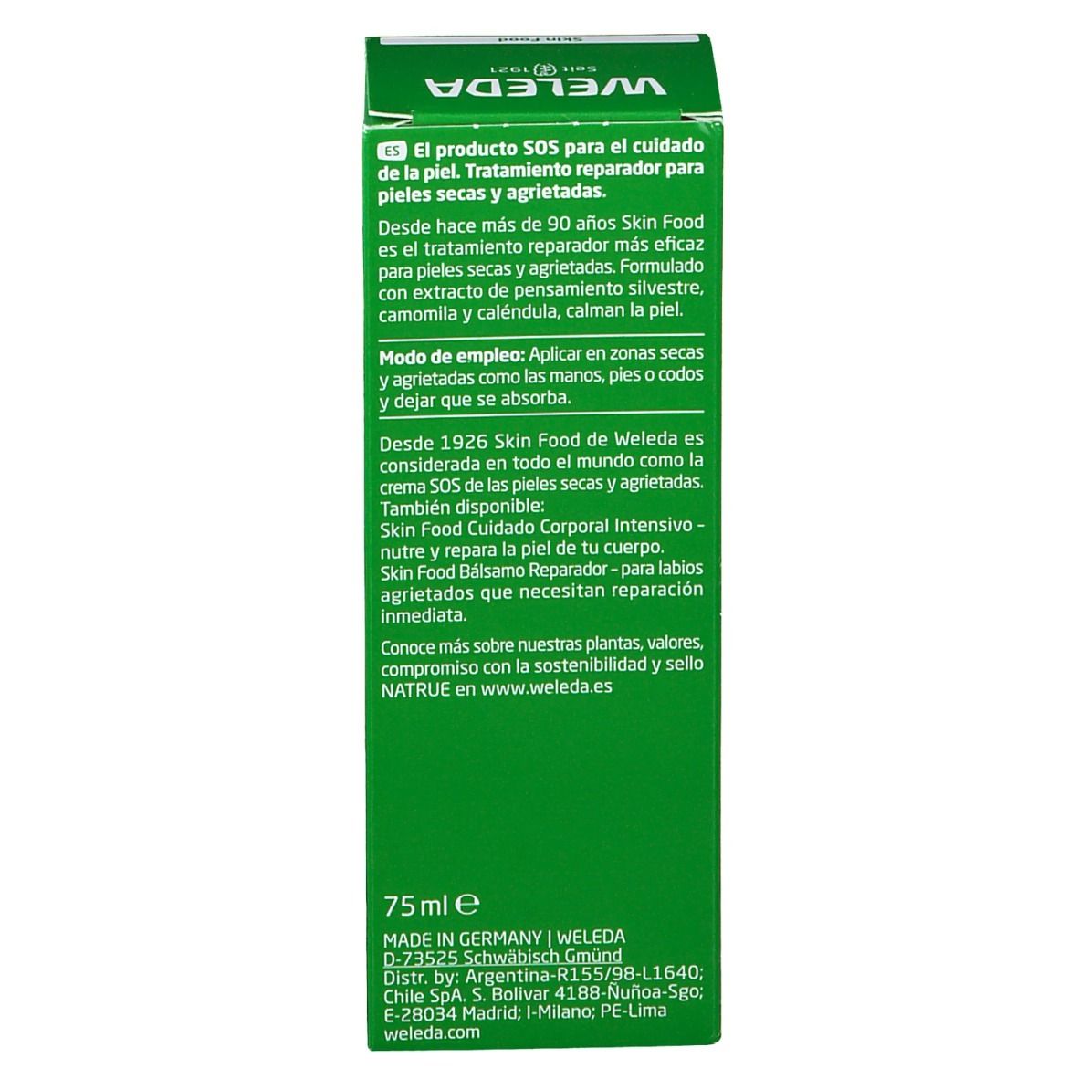 Scatola verde. Testo: Istruzioni per l'uso, 75ml, Made in Germany, WELEDA.