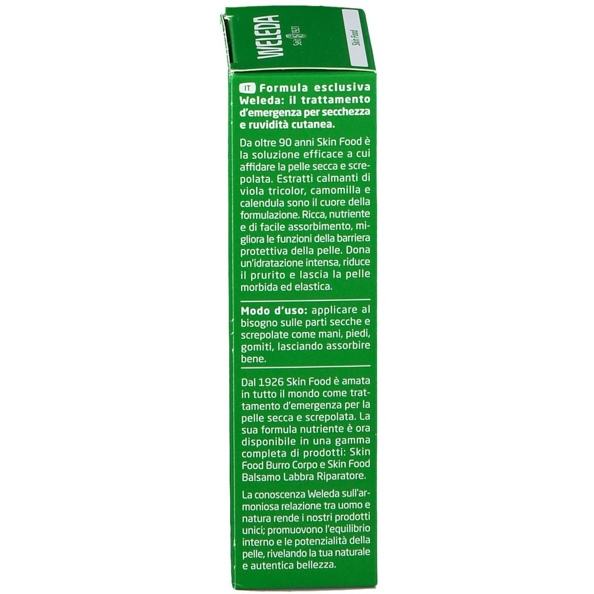 Scatola verde. Testo: Istruzioni per l'uso, ingredienti, WELEDA.
