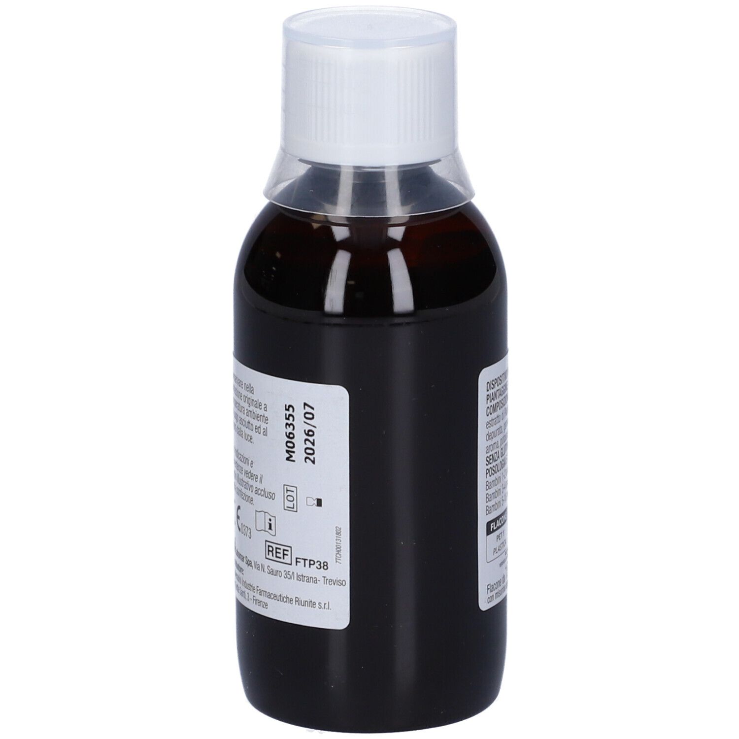 Vivin Tosse Pediatrico, sciroppo. Flacone. Testo: Gusto fragola e crema caramello.