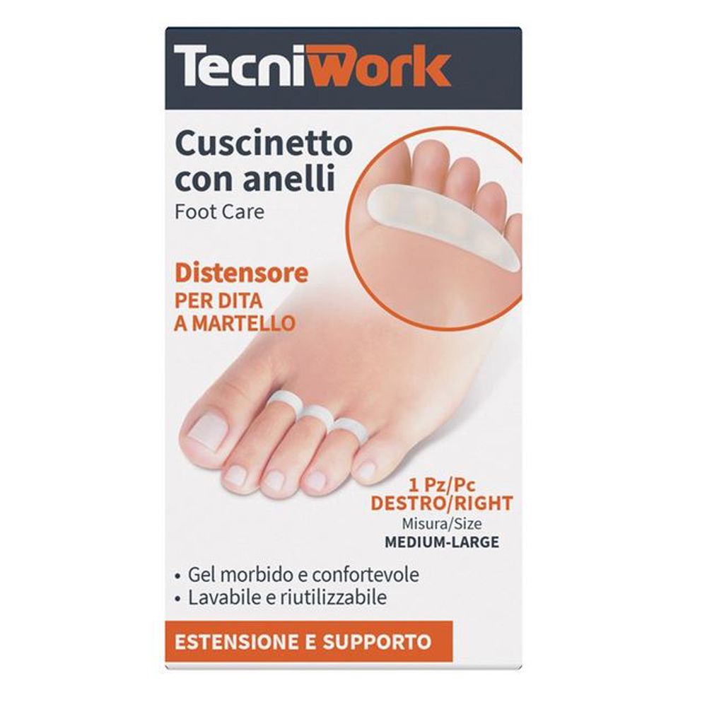 Tecniwork Cuscinetto Distensore per Dita a Martello - Piede Destro Misura M/L