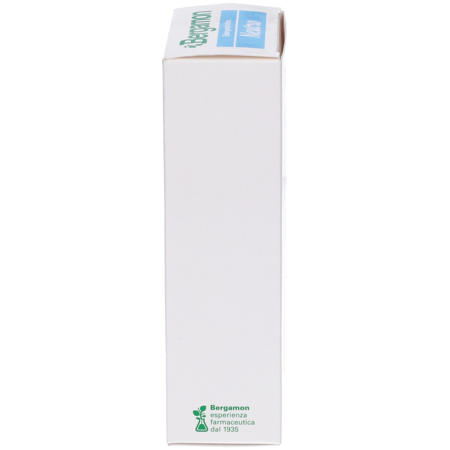 Weiße Verpackung mit blauem und grünem Aufdruck. Bergamon-Logo und Produktname sichtbar.
