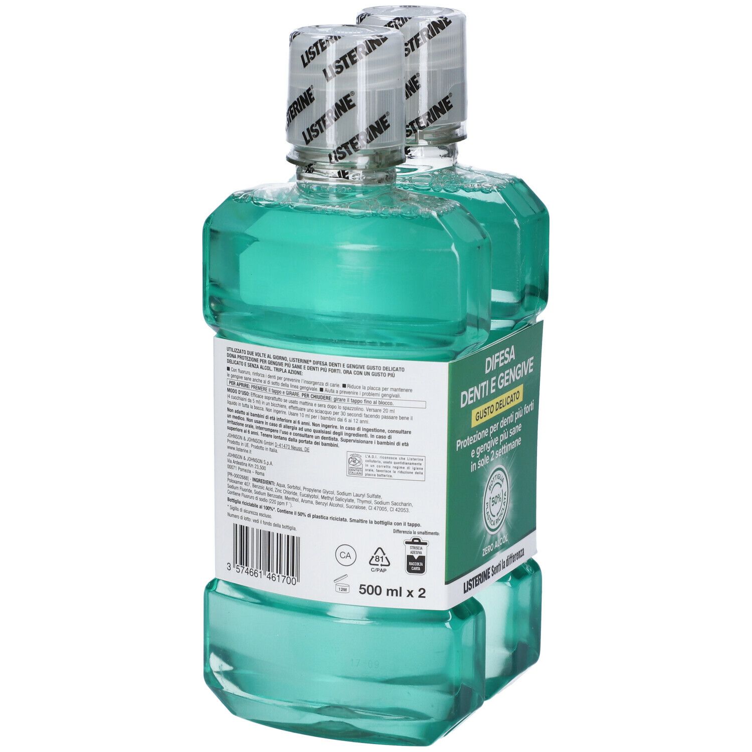 LISTERINE® Collutorio Difesa Denti E Gengive Gusto Delicato 2x500 Ml ...