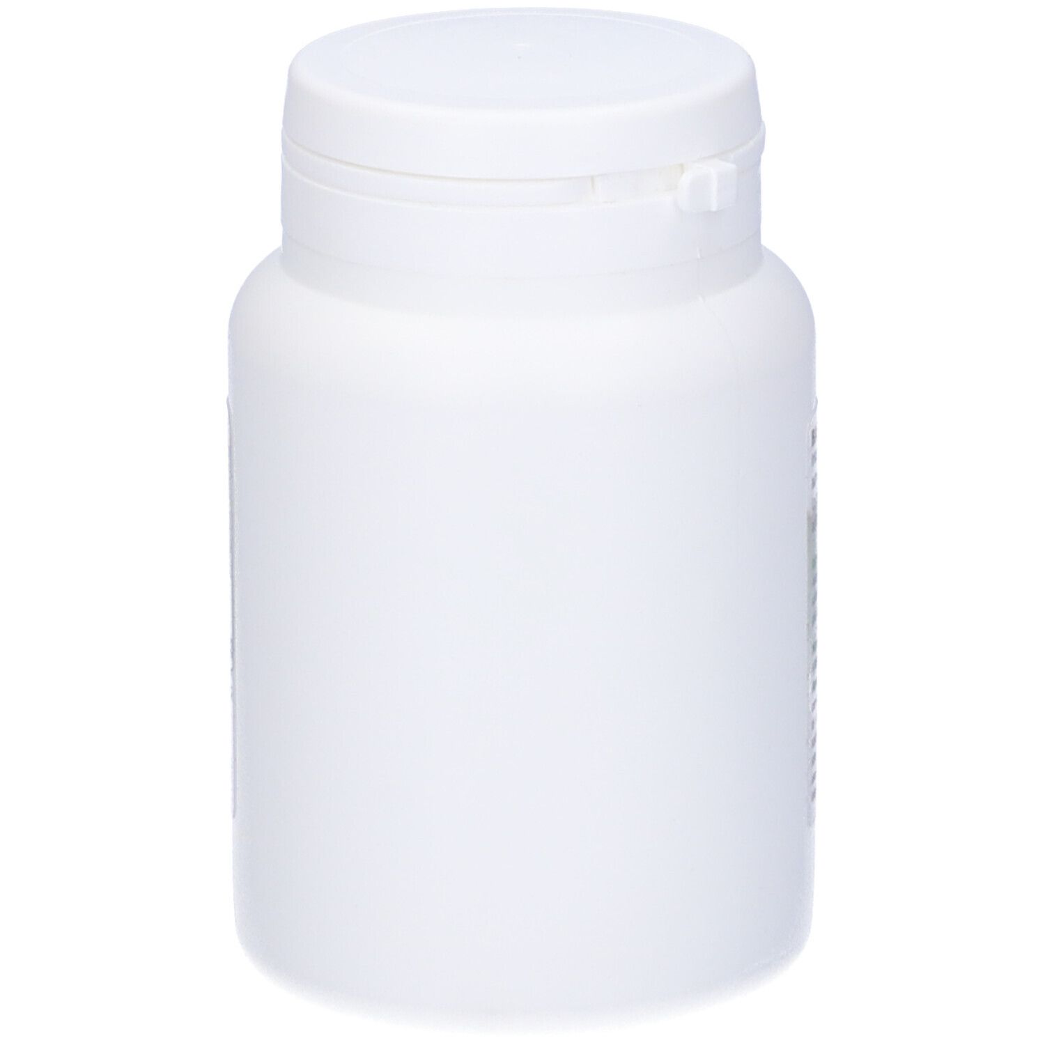 Barattolo cilindrico bianco con coperchio bianco. Nessuna scritta visibile.