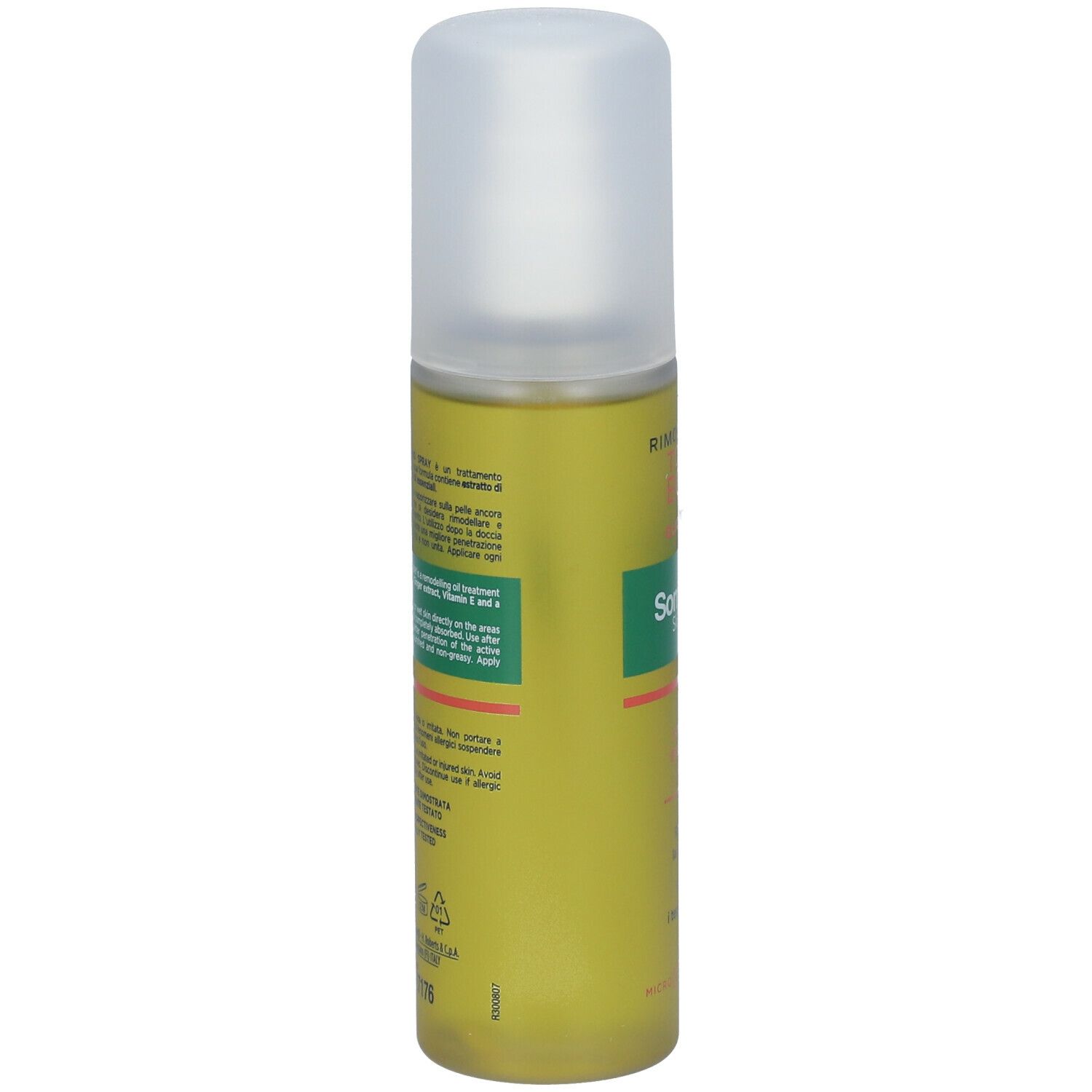 Flacone spray di olio per il corpo con tappo. Marchio Somatoline SkinExpert. Scritta: Total Body Öl.