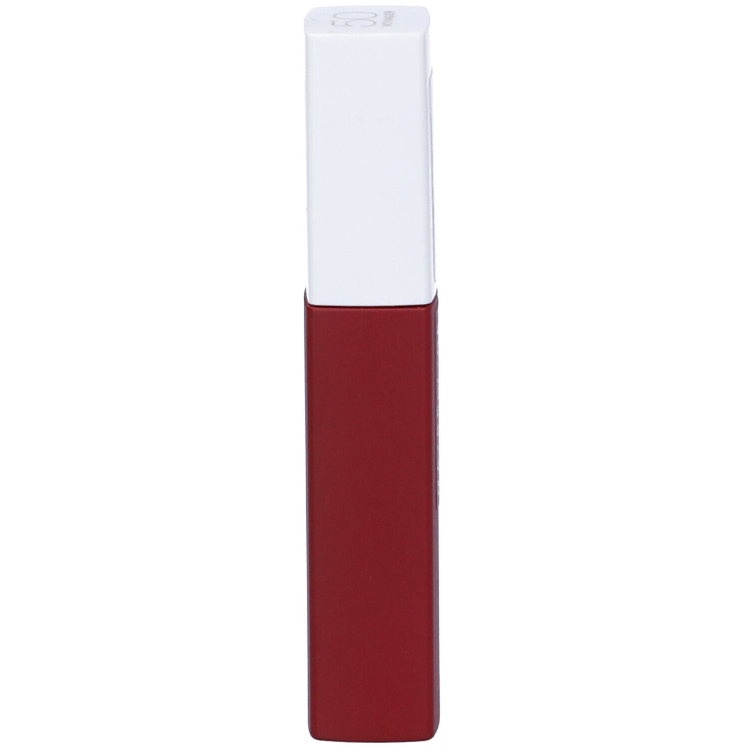 Rossetto rosso. Tappo bianco. Forma rettangolare.