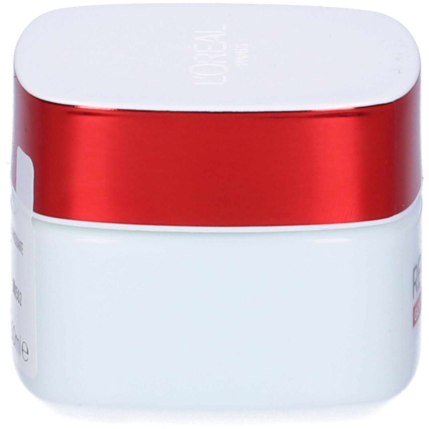 Vasetto bianco con coperchio rosso. Marchio: L'Oréal Paris. Scritta: REVITALIFT GIORNO.