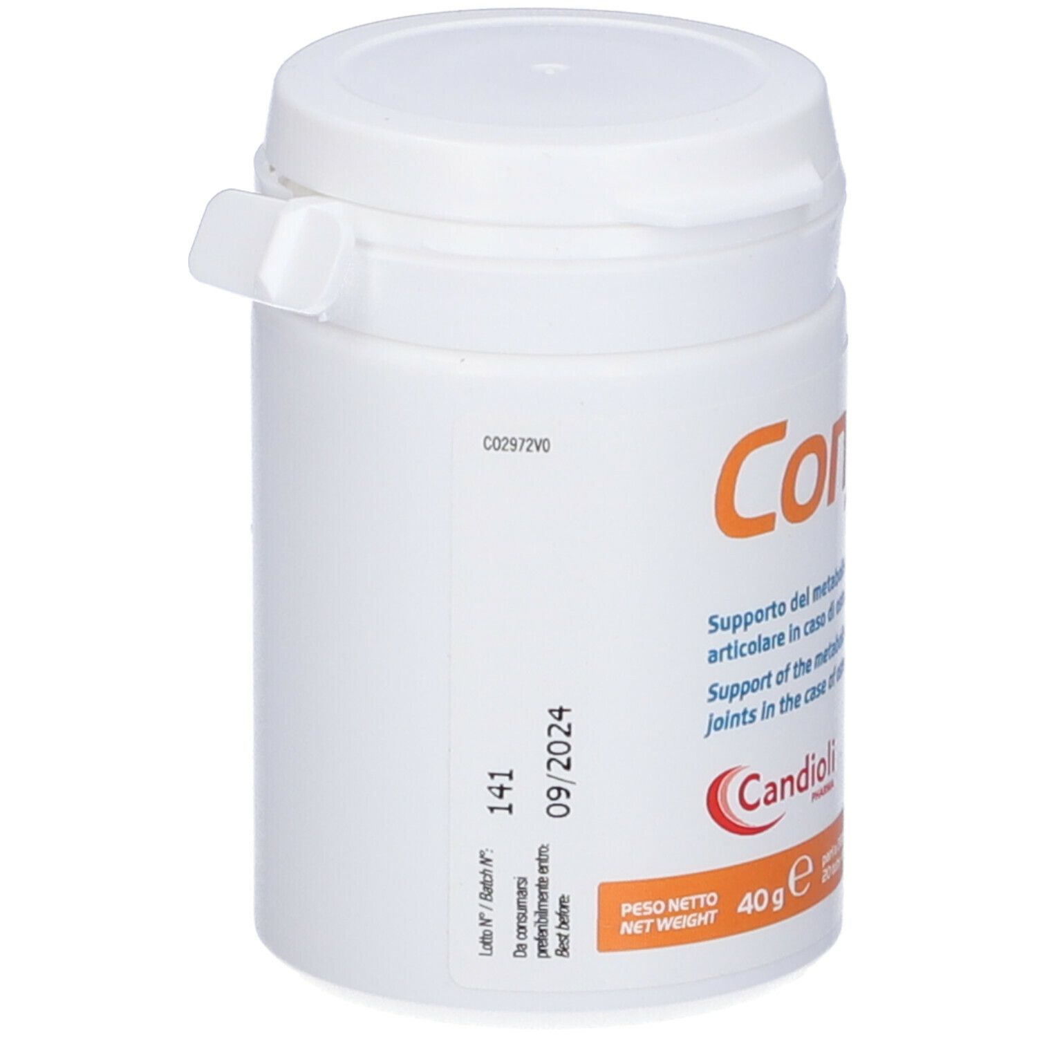 Barattolo bianco Confis Ultra. Immagine cane, Candoli, 20 compresse.