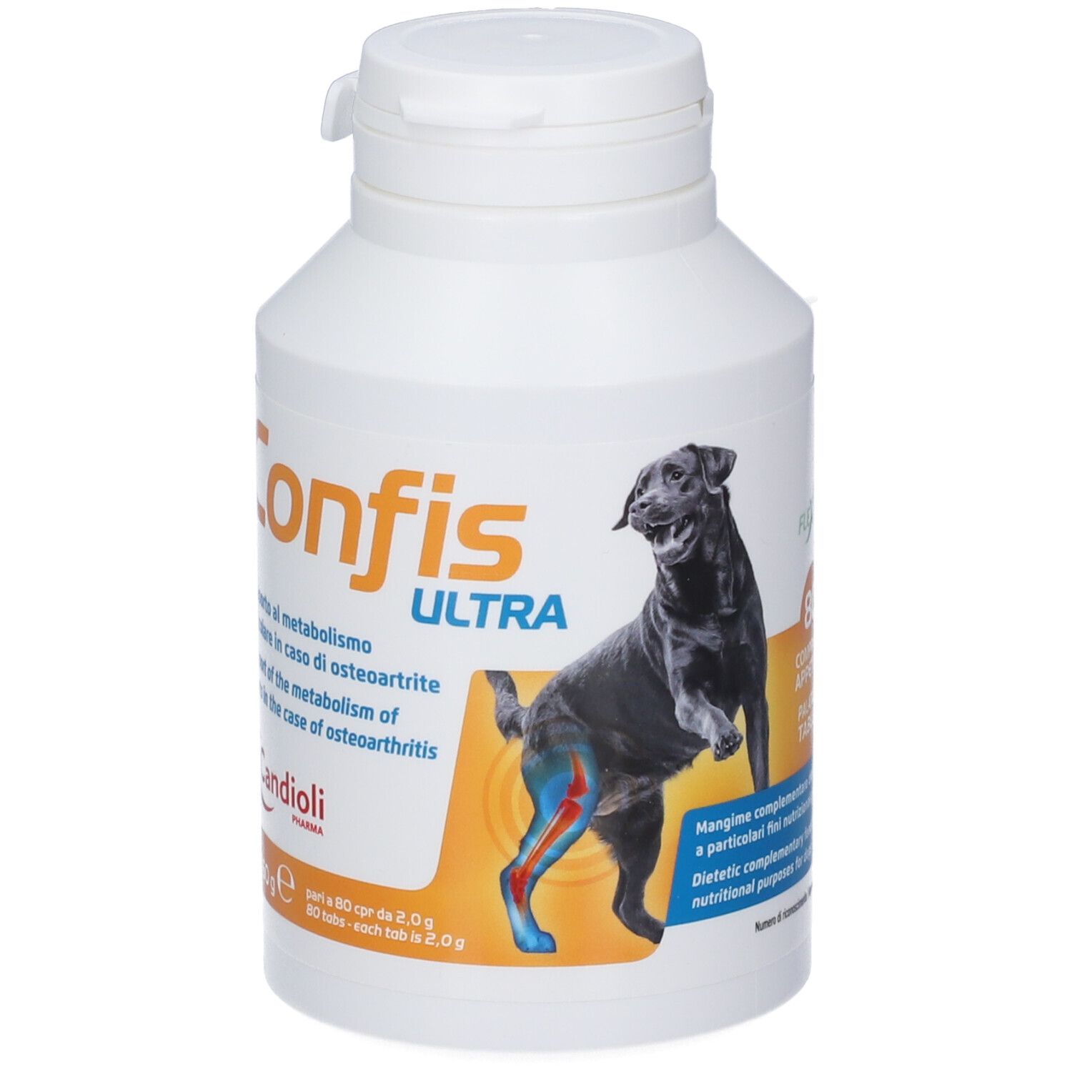 Dose Confis Ultra mit 160g Tabletten für Hunde, zur Unterstützung des Stoffwechsels bei Osteoarthritis.