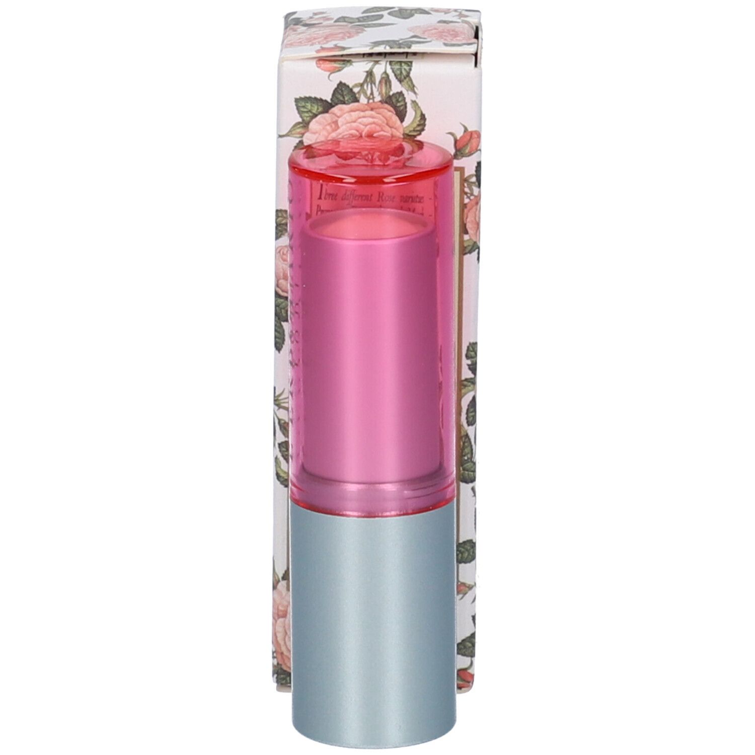 Stick labbra e scatola. Scritta: Stick Labbra Alla Rosa, Rose Lip Stick Treatment, L'Erbolario Lodi.