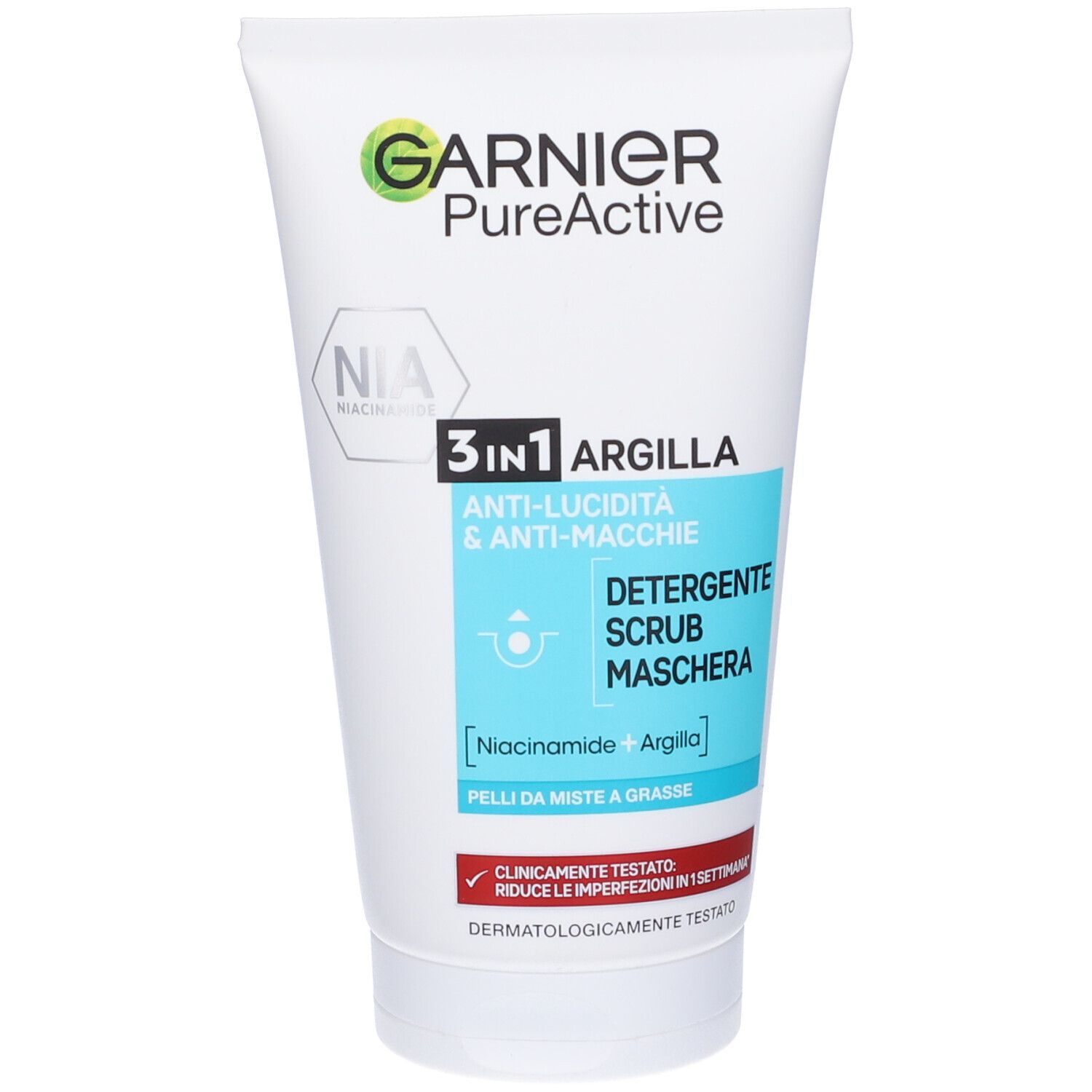 Image of Garnier Detergente Pure Active, Azione 3in1, Detergente + scrub + maschera per pelli grasse o con imperfezioni, 150 ml