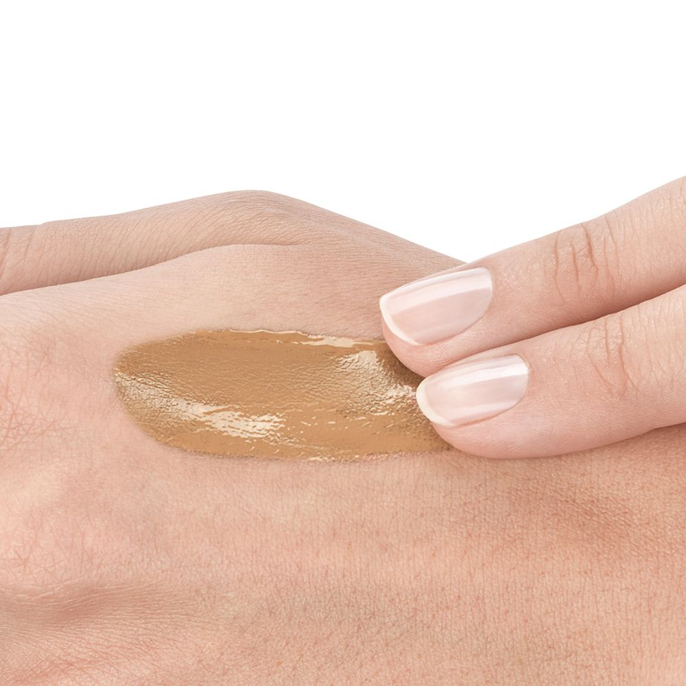 Campione di Vichy Mineralblend fondotinta idratante n. 15 terra sulla pelle. Pelle chiara.