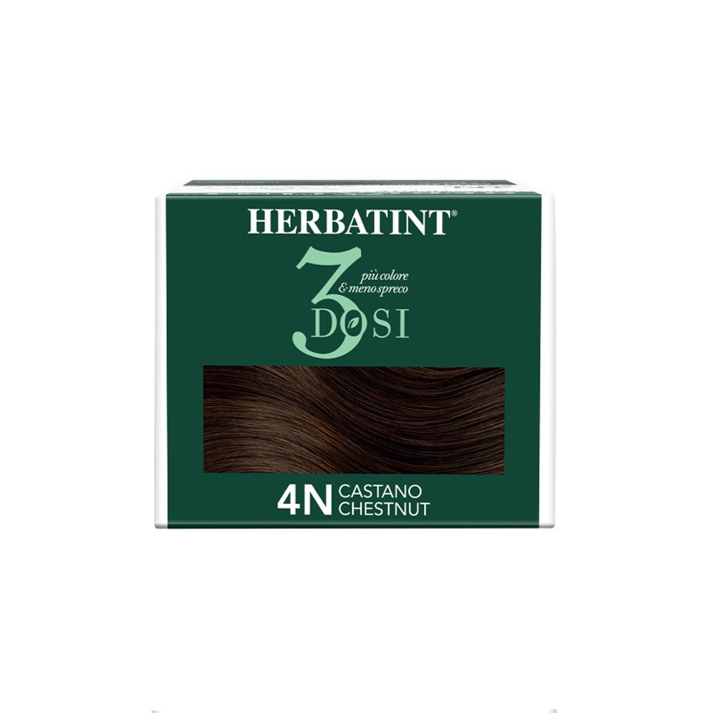 HERBATINT® 3 DOSI 4N Chestnut. Haarfarbgel in Kartonverpackung. 3 Dosen. Deckt graue Haare ab.