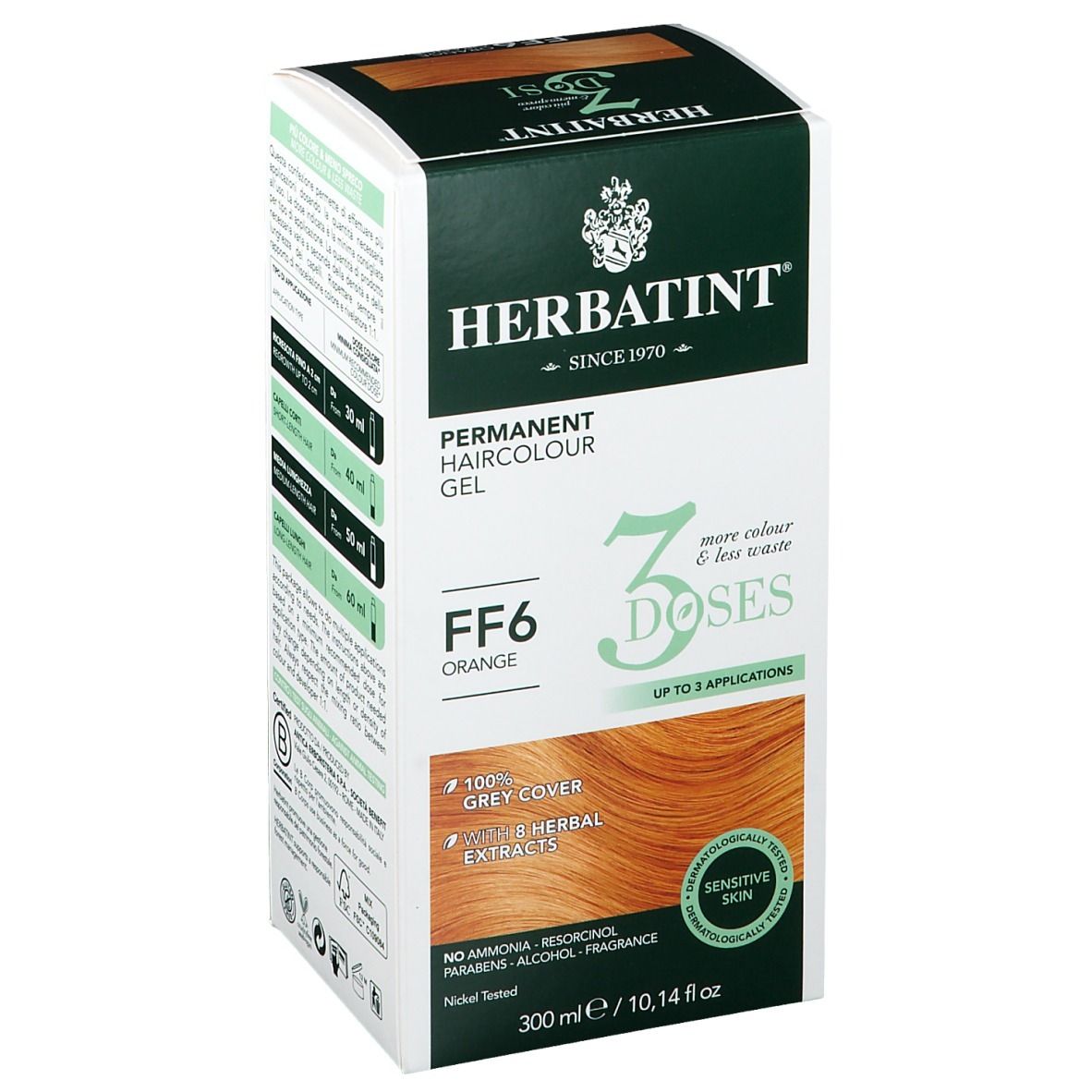 HERBATINT® Haarfarbgel, Verpackung, Vorderseite mit Produktbild und Informationen.
