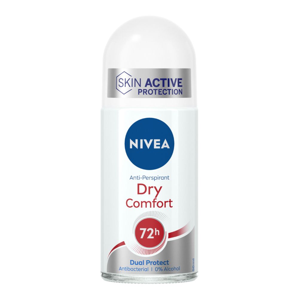 Nivea Dry Comfort Deodorante Roll On 50 ml, antitraspirante 72h con fo