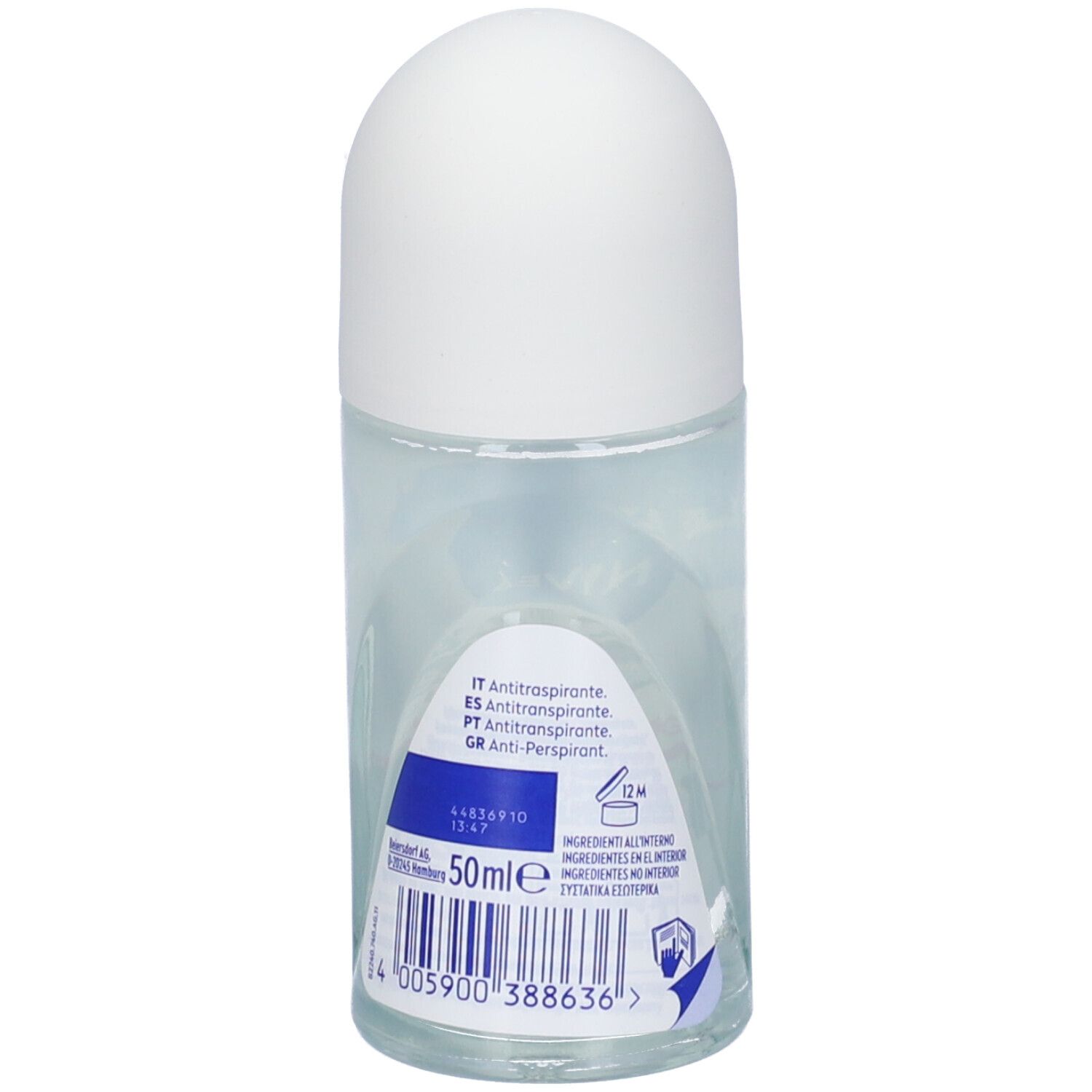 Roll-on Nivea Black & White Invisible Original. Retro. Testo multilingue. 50 ml. Durata 12M.