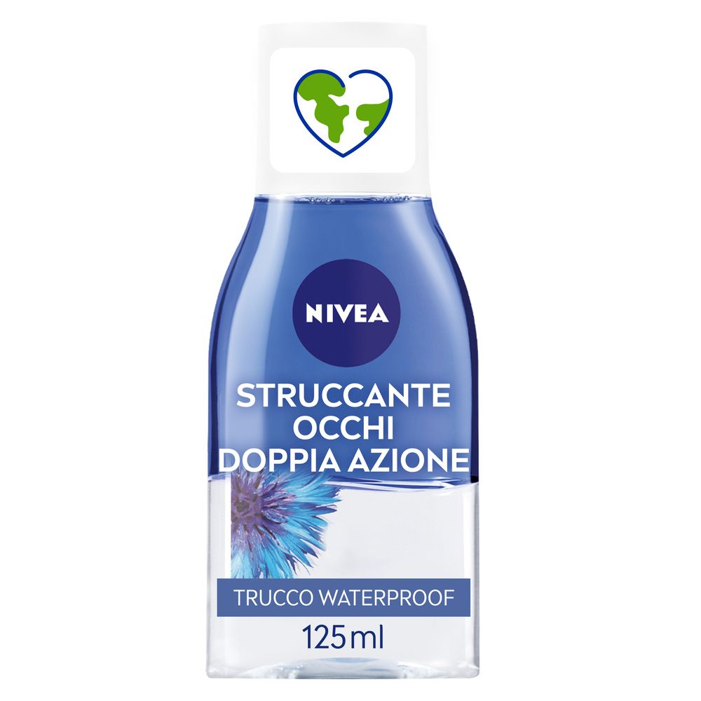 Nivea Struccante Occhi Doppia Azione 125 ml, Olio struccante bifasico per gli occhi