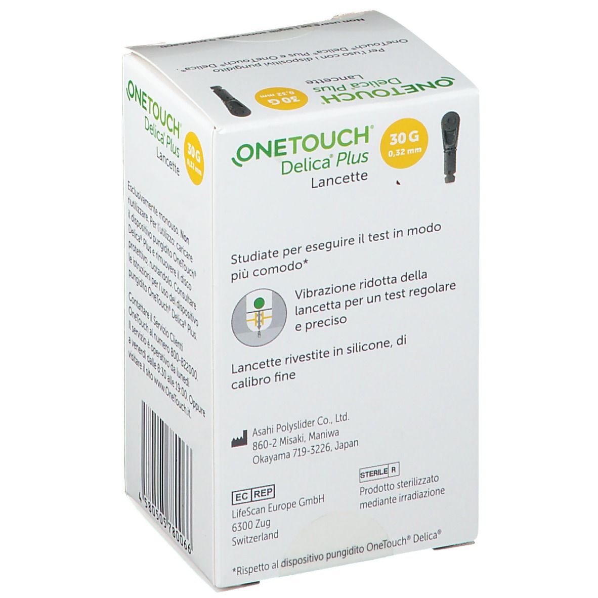 ONETOUCH Delica Plus Lanzetten, 30G, 0,32 mm. Steril verpackt.