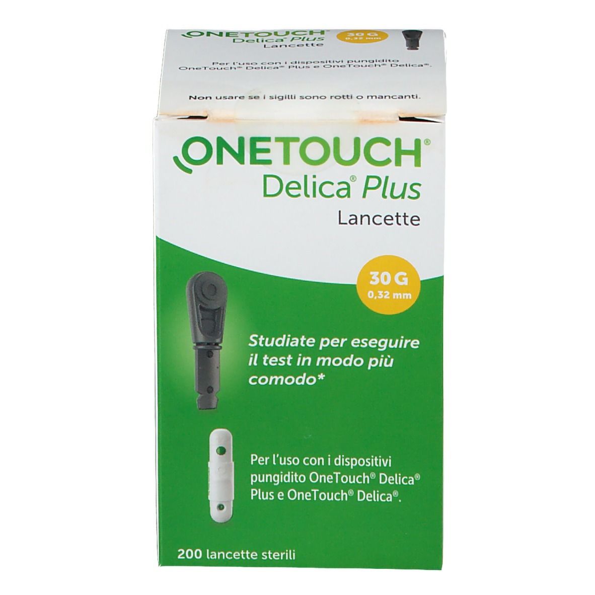 ONETOUCH Delica Plus Lanzetten, 30G, 0,32 mm. 200 sterile Lanzetten.