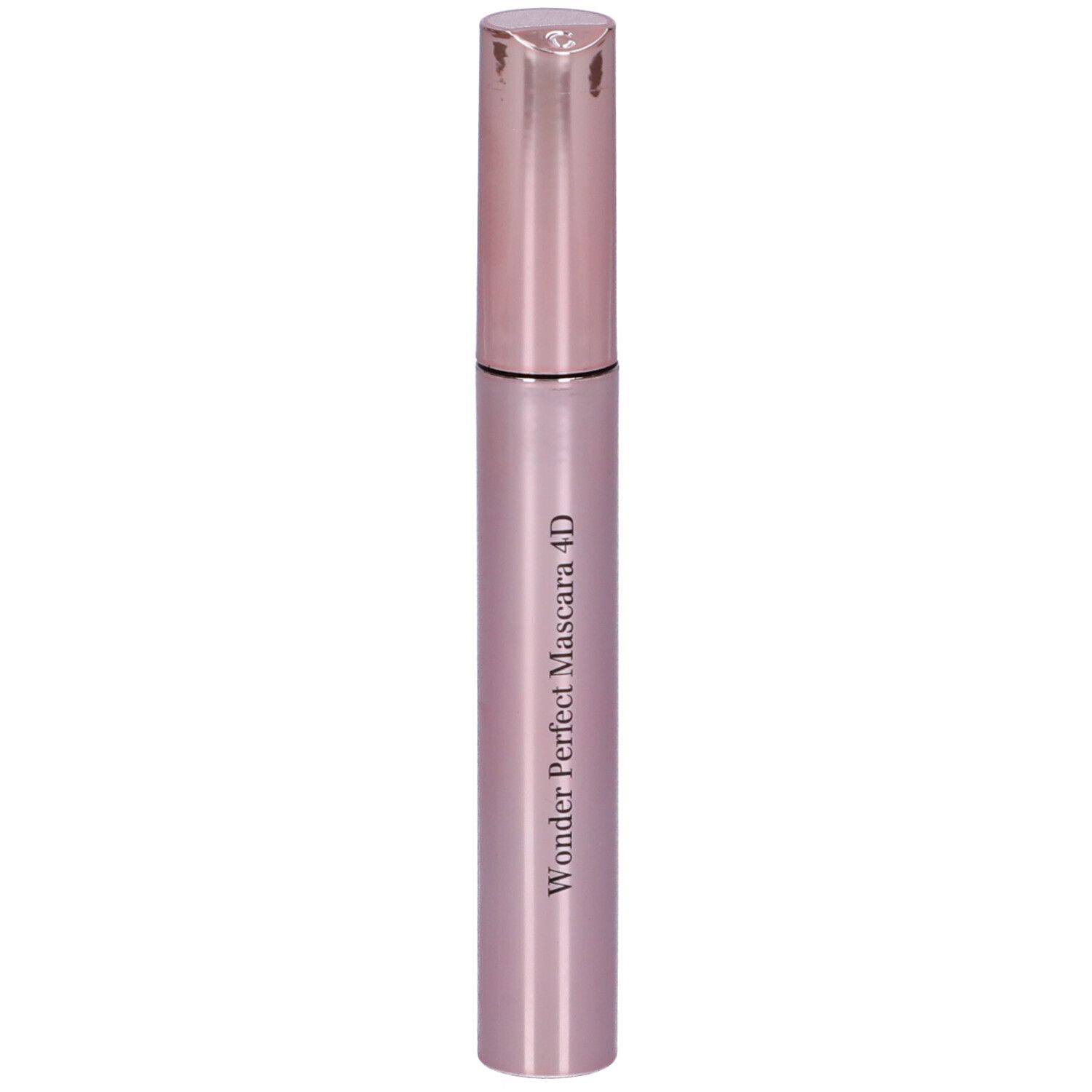Tubo di mascara rosa con tappo color oro rosa. Scritta: Wonder Perfect Mascara 4D.