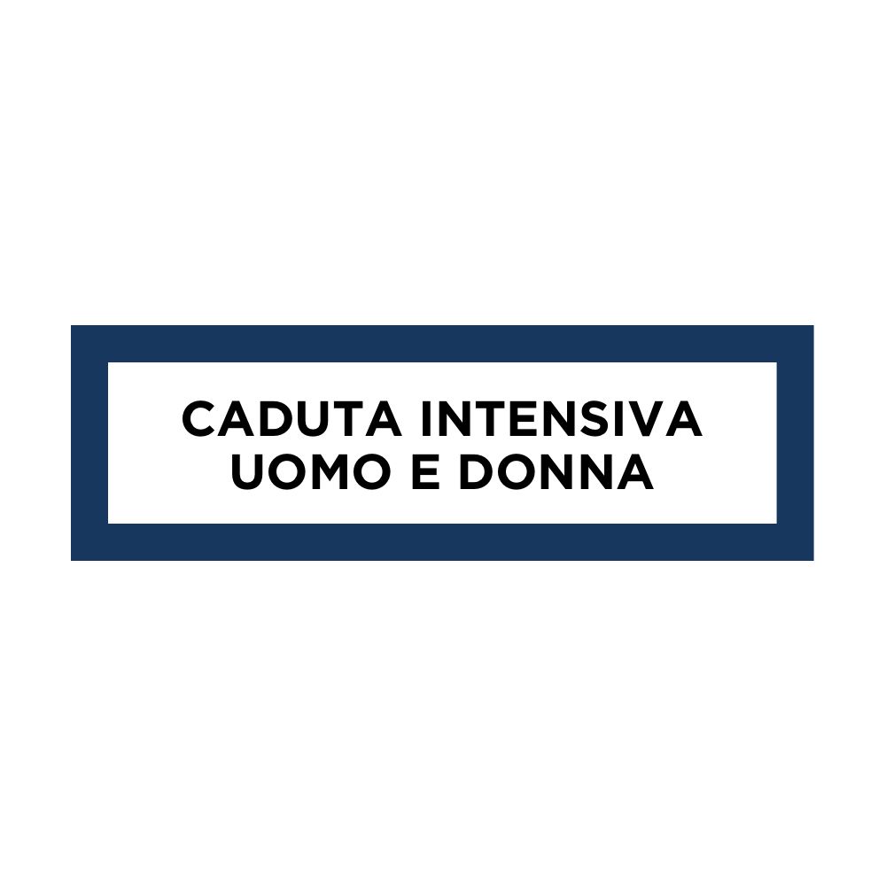 Cartello rettangolare con bordo blu. Testo: CADUTA INTENSIVA UOMO E DONNA.