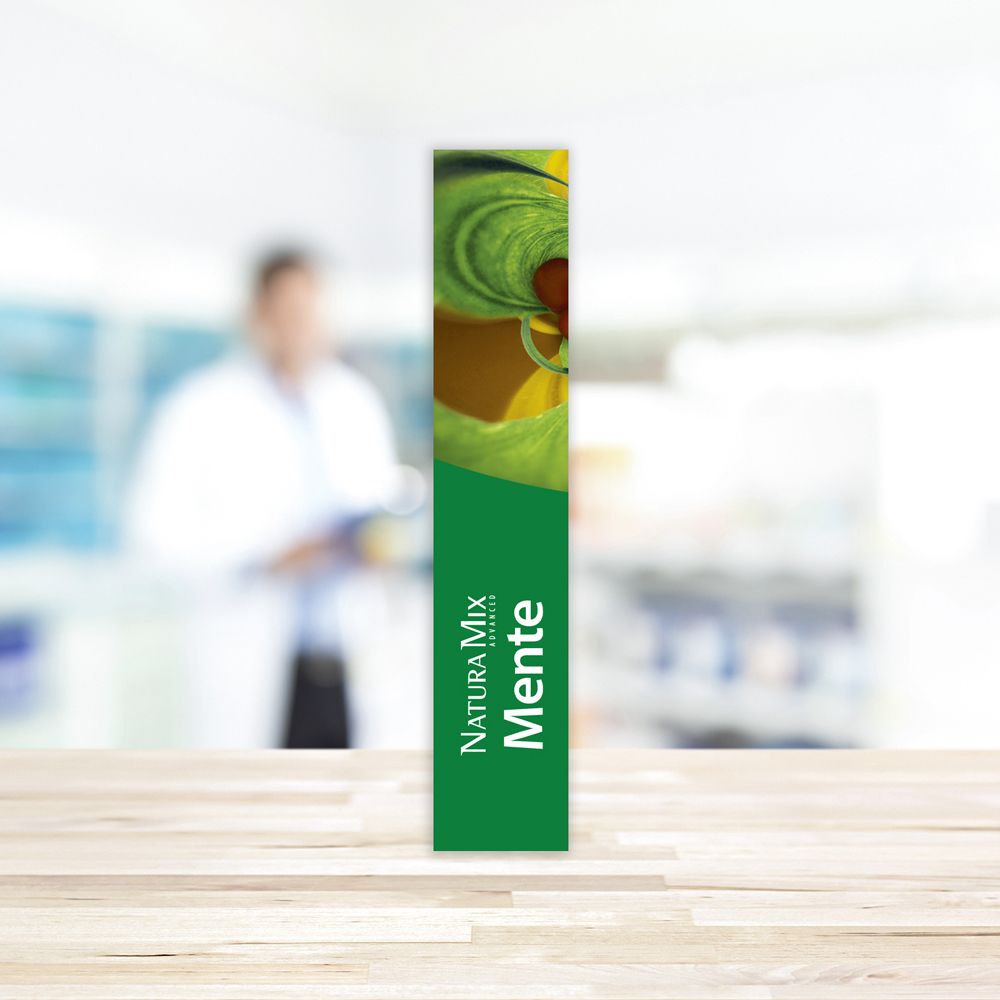 Grüne Schachtel Natura Mix Mente. Produktname und Logo. Für Erwachsene und Jugendliche. 100% natürlich.