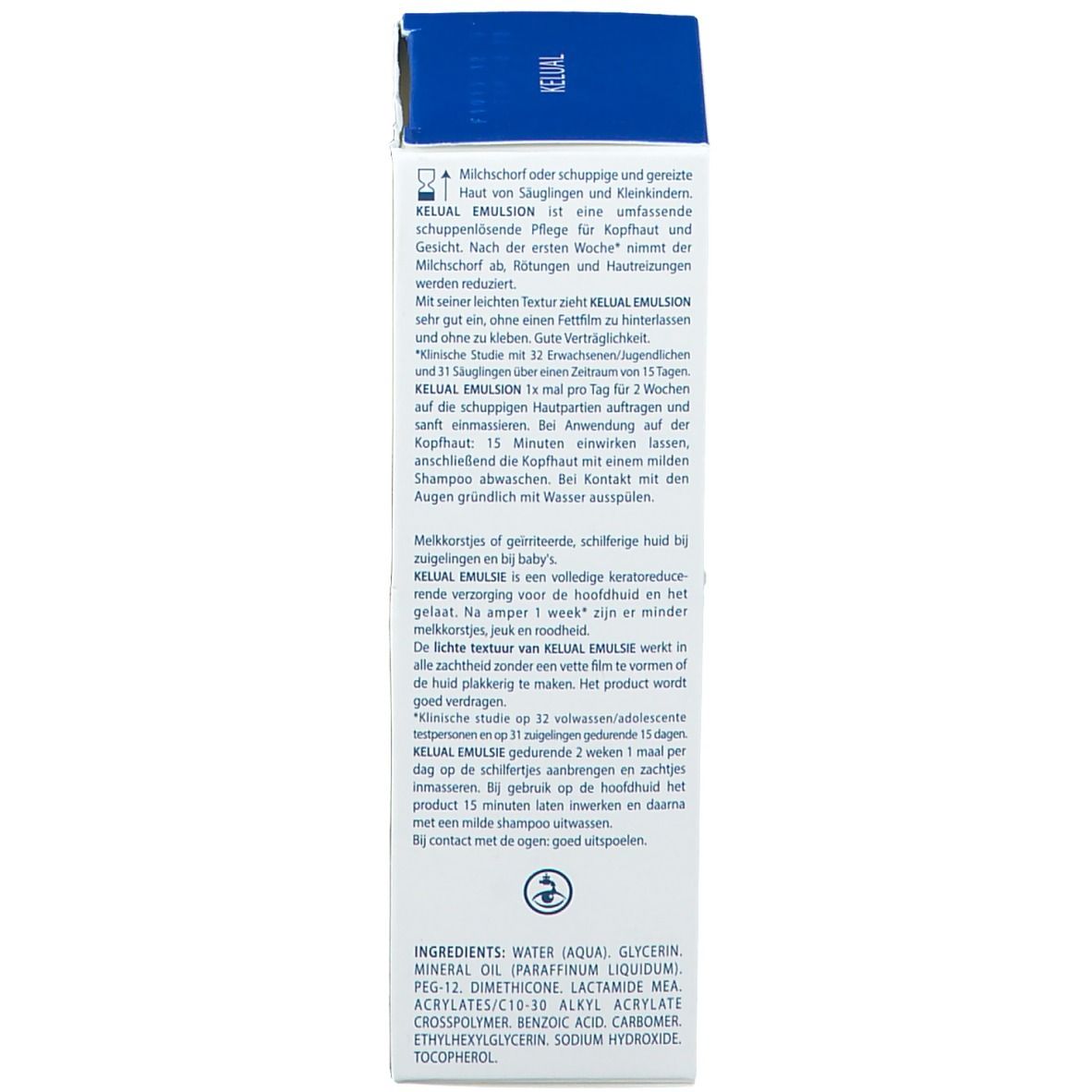 Retro della scatola. Testo in più lingue. Produttore: Pierre Fabre Dermo-Cosmétique.