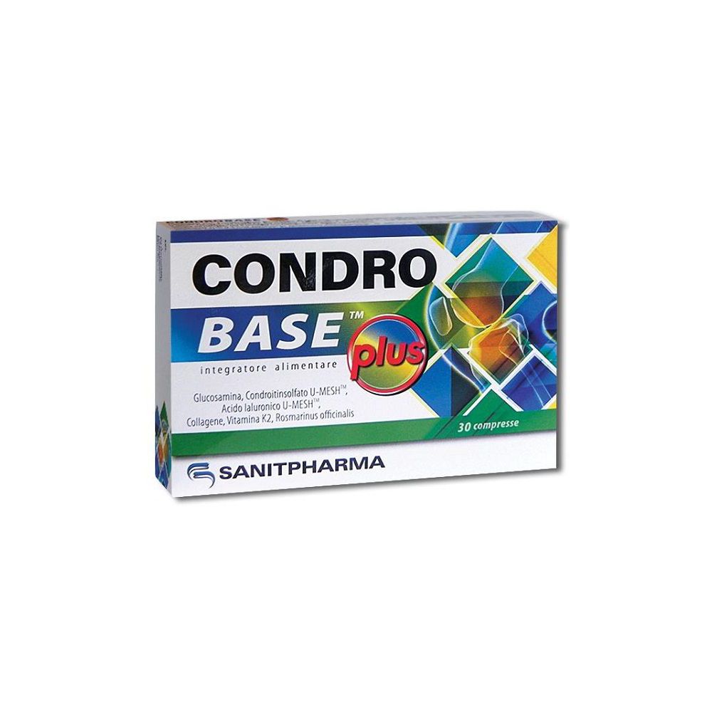 Scatola con nome prodotto e 30 compresse. Grafica blu-verde, logo in basso.