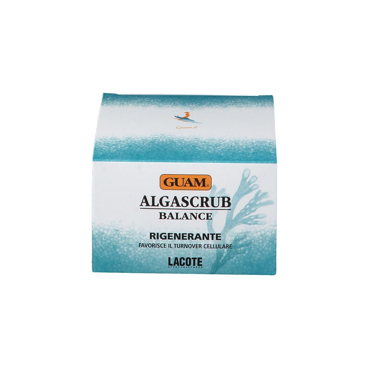 GUAM Algascrub Balance. Confezione. Scritta: GUAM, Algascrub, Balance.