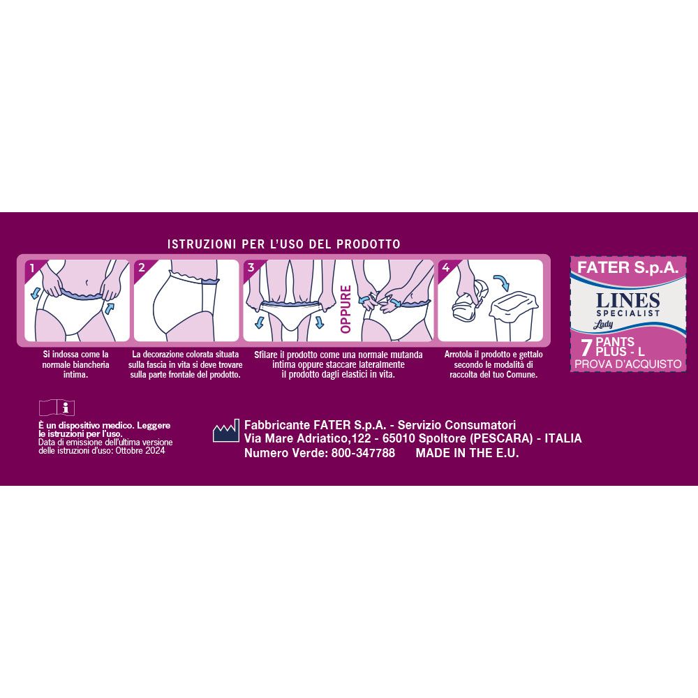 Anweisungen zur Verwendung von Lines Specialist Lady Pants. Illustrationen und Text. Herstellerinformationen.
