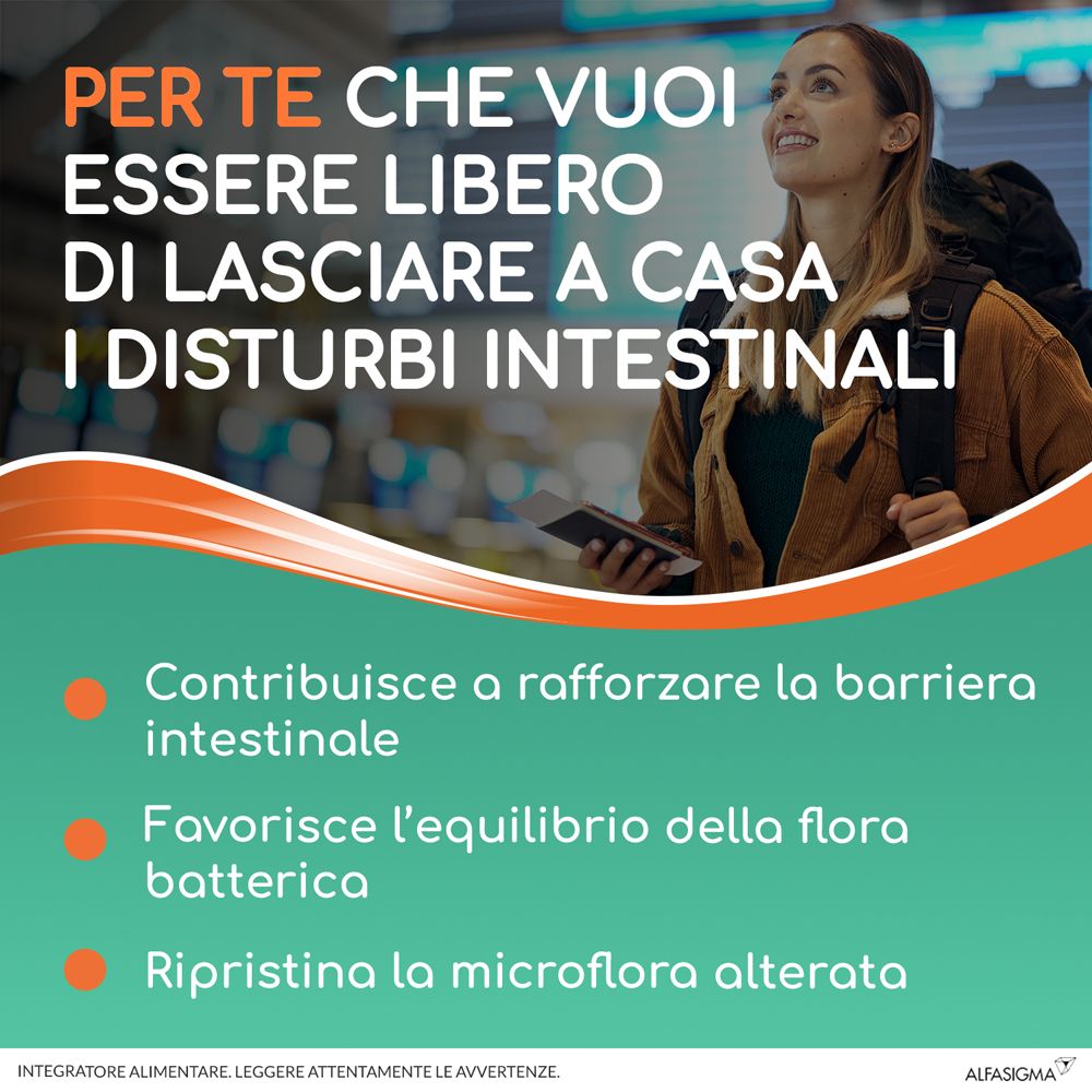 Pubblicità con YOVIS Flaconcini. Testo: Per te che vuoi essere libero. Benefici per l'intestino.