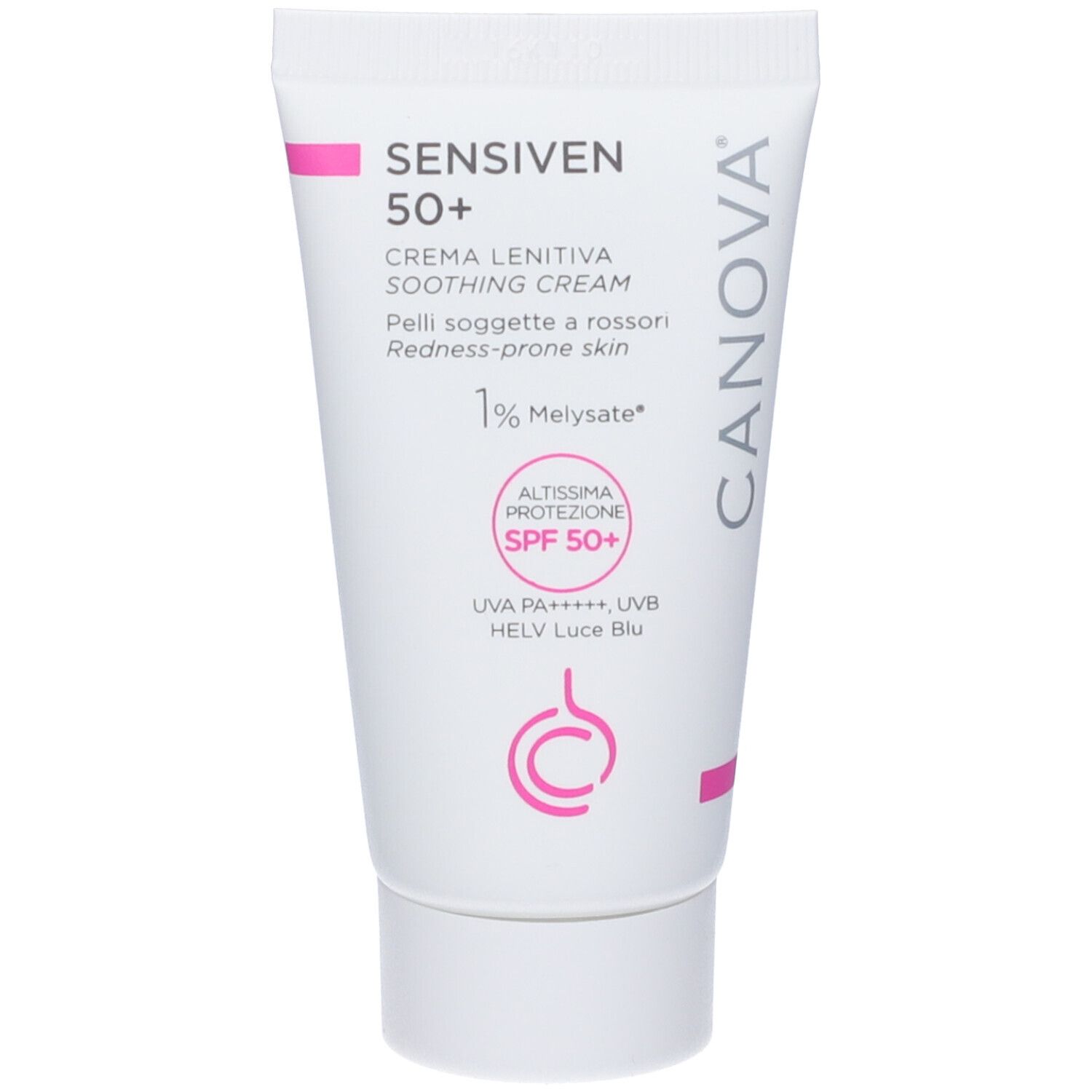Canova Sensiven 50+ beruhigende Creme mit SPF 50+ und 1% Melysate.