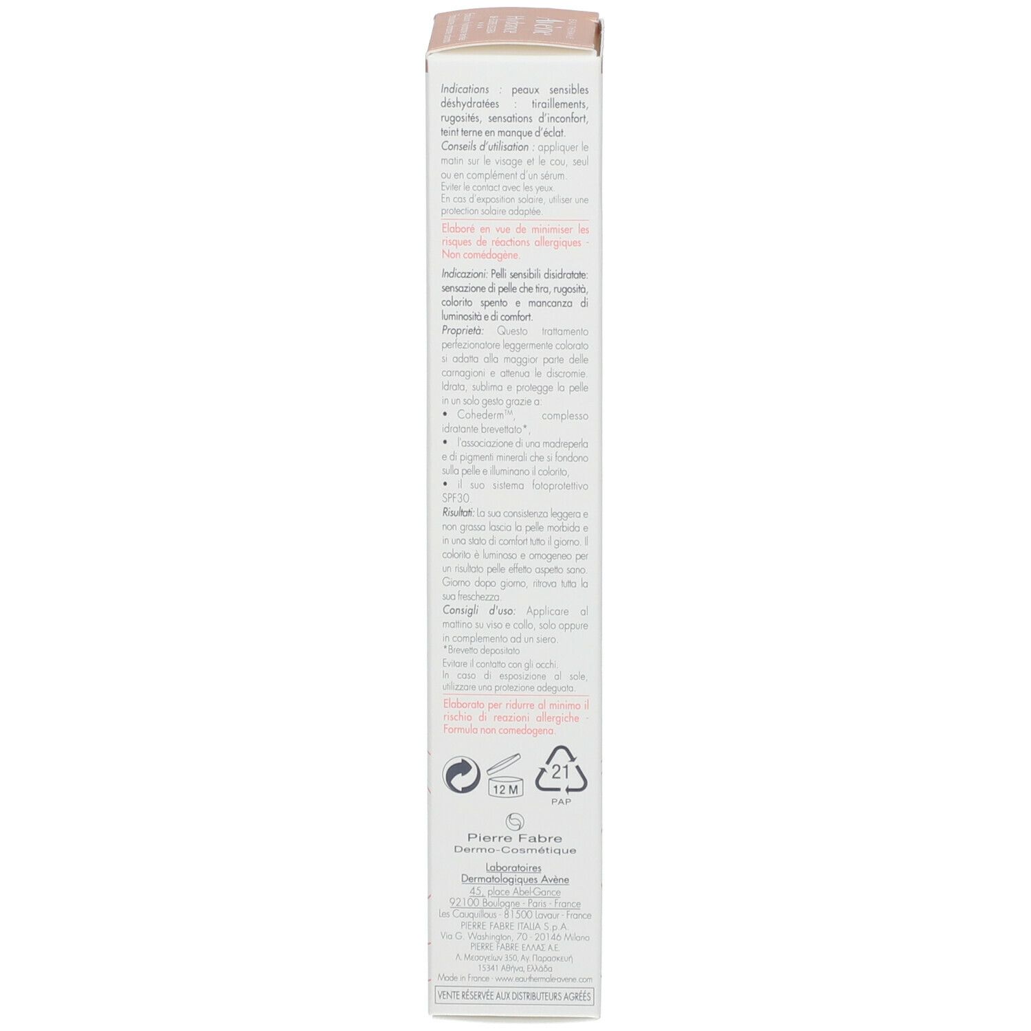 Rückseite der Produktverpackung. Text mit Inhaltsstoffen und Informationen.