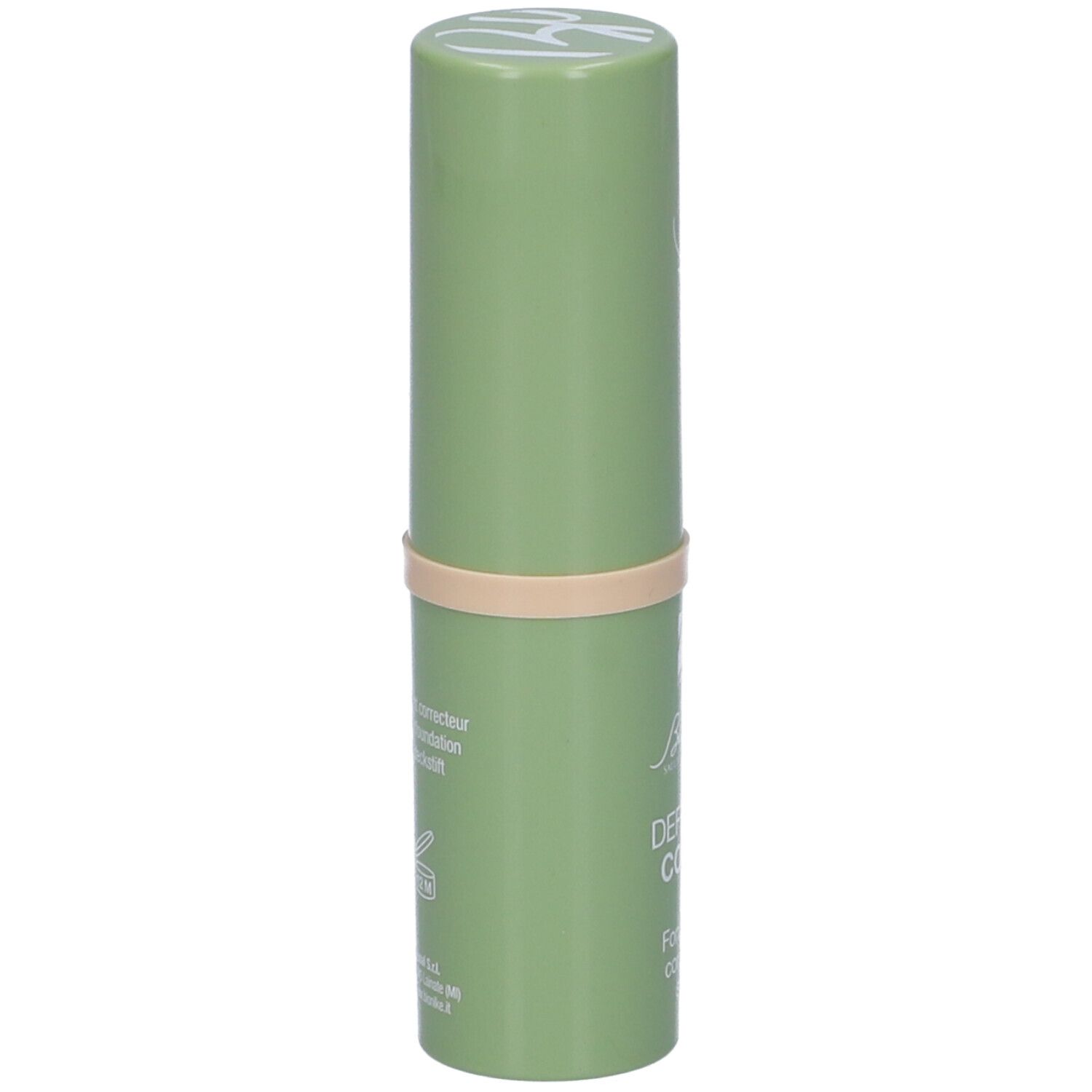 Stick verde con linea beige. Scritta: Bionike, DEFENCE COVER, Fondotinta correttore stick.