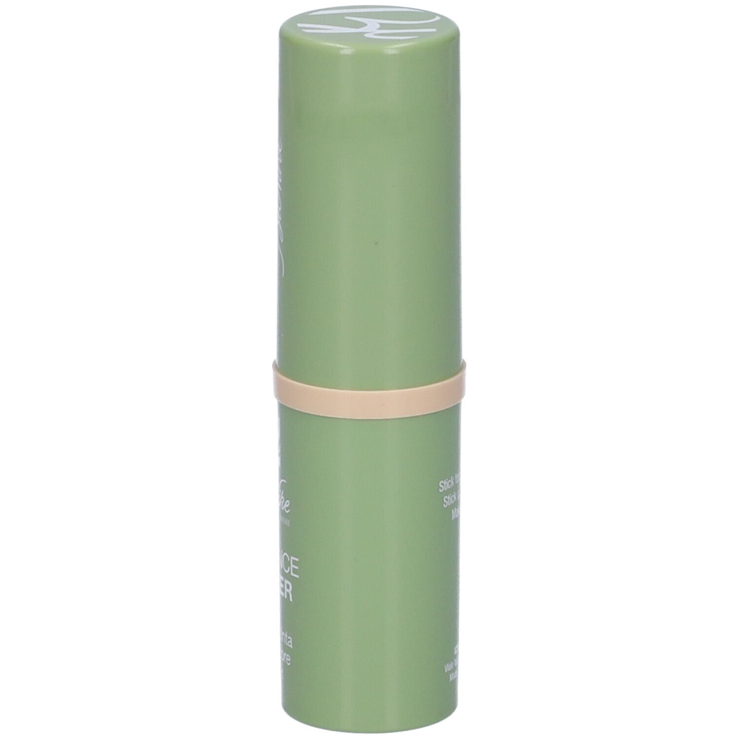 Stick verde con fascia beige. Scritta: Stick fond de teint correcteur, Make-up Abdeckstift.