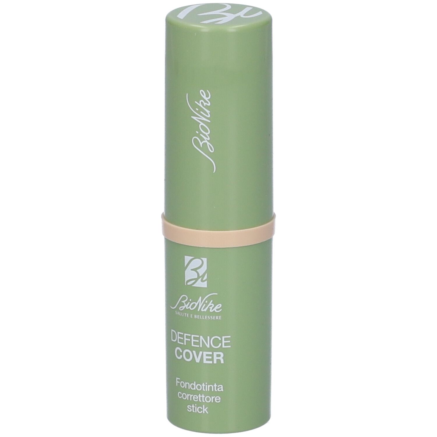 Stick verde con fascia beige. Scritta: Stick fond de teint correcteur, Make-up Abdeckstift.
