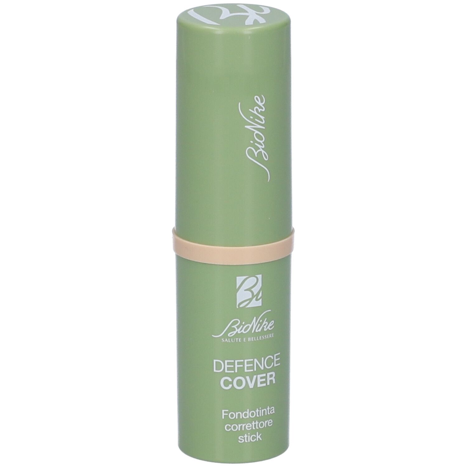 Stick verde con fascia beige. Scritta: Stick fond de teint correcteur, Make-up Abdeckstift.