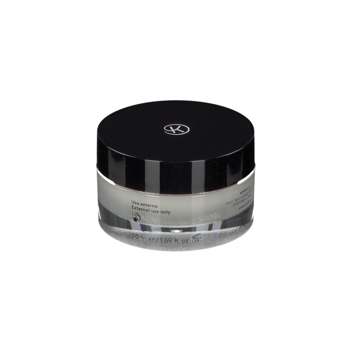 Crema KORFF Correctionist. Vasetto nero. Testo: Crema antirughe e rigenerante.
