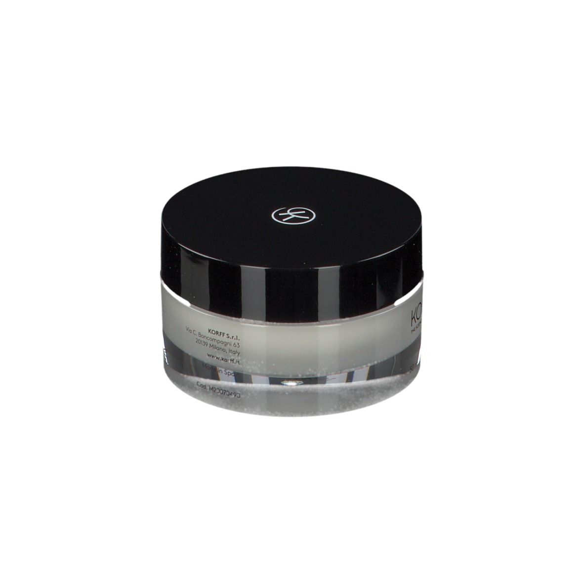 Crema KORFF Correctionist. Vasetto nero. Testo: Crema antirughe e rigenerante.