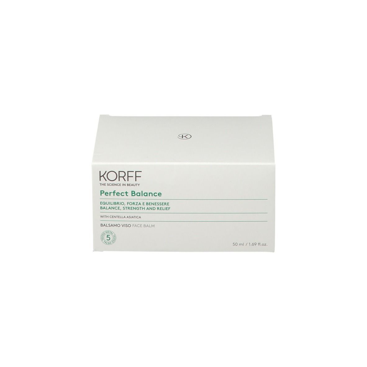Confezione. Scritta: KORFF Perfect Balance.