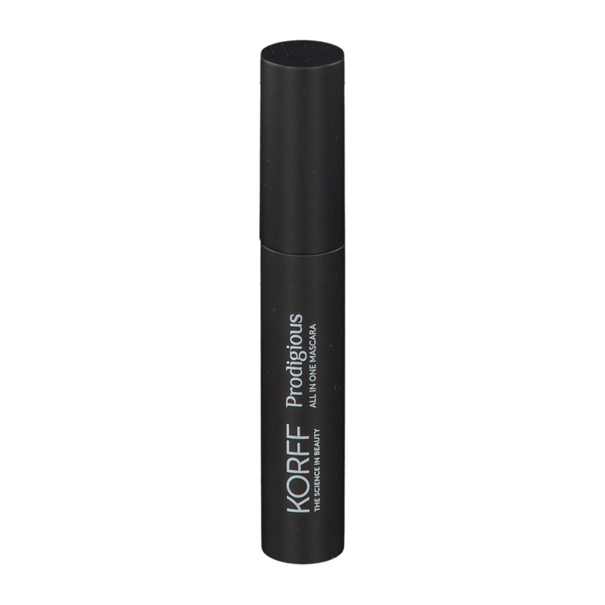 Schwarze Mascara-Tube. KORFF Prodigious All in One Mascara.