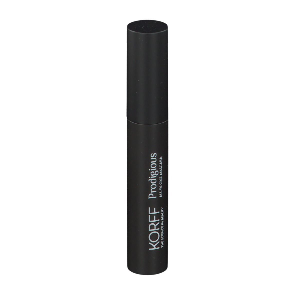 Schwarze Mascara-Tube. KORFF Prodigious All in One Mascara.