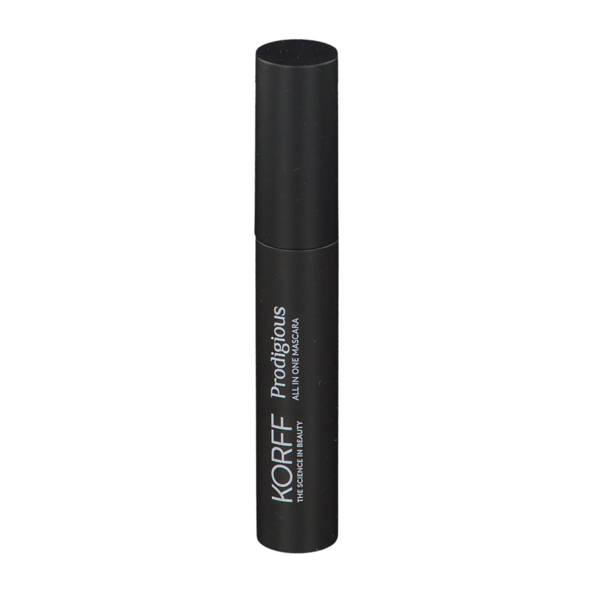 Schwarze Mascara-Tube. KORFF Prodigious All in One Mascara.